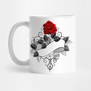 Red Rose with Ribbon Mug